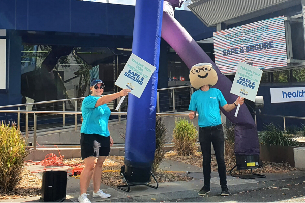 Jessie and Stephen from the TUH marketing team celebrating labour day