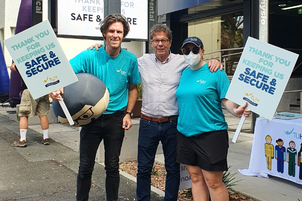 Stephen, John Battams and Jessie celebrating labour day