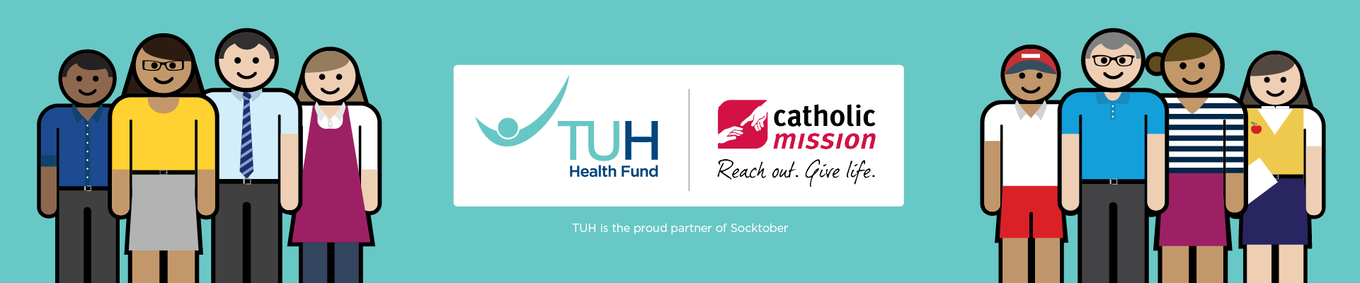 TUH health fund and catholic mission logo banner