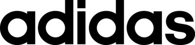 black adidas logo on white background