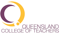 Queensland college of teachers logo on white background