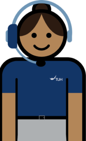 female TUH staff avatar wearing phone headset