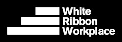 white ribbon workplace logo on black background